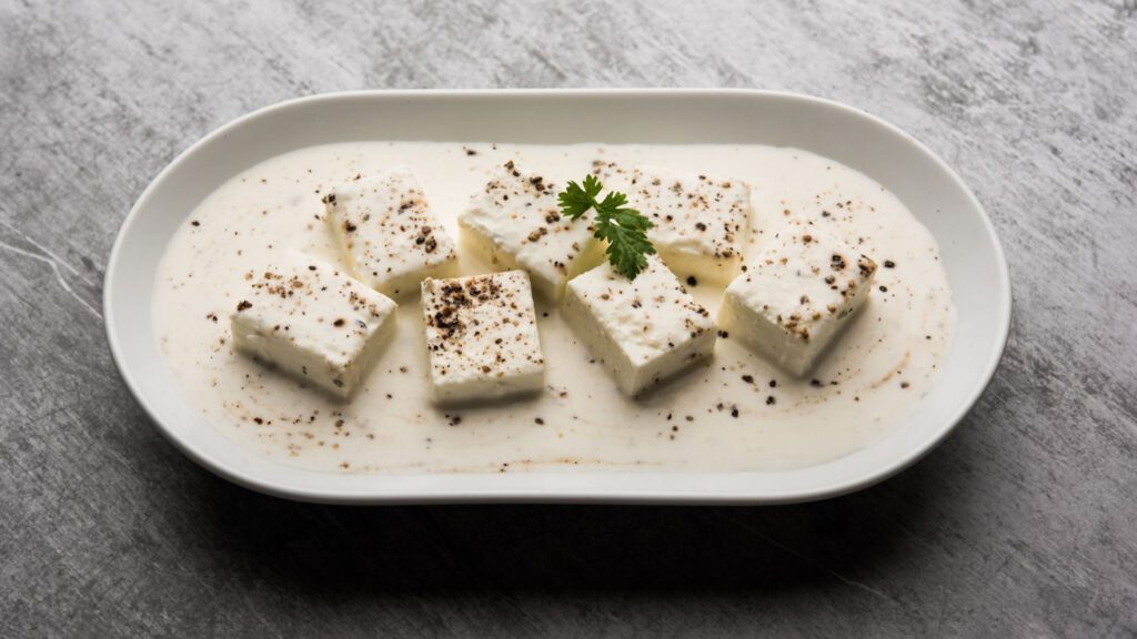 tofu curds in small blocks