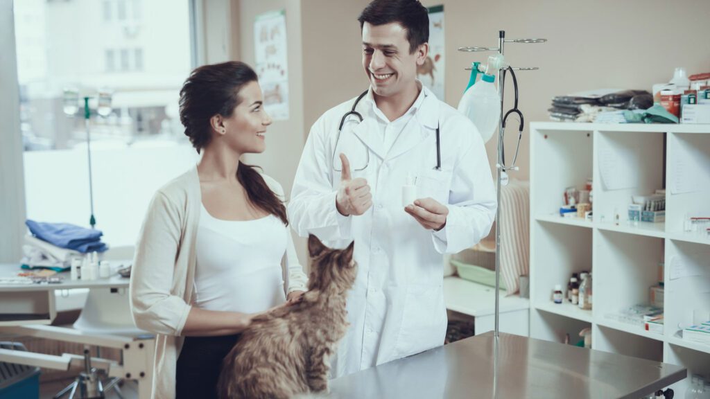 woman talking to vet 